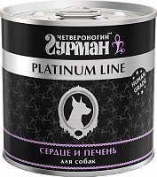 Четвероногий Гурман Platinum line консервы для собак сердце и печень в желе