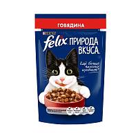 Влажный корм для взрослых кошек Felix Природа вкуса, с говядиной в соусе, пауч