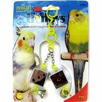 Игрушка для птиц JW, Dice Toy for birds Кубики зеркальные с колокольчиками, пластик