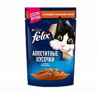 Влажный корм для взрослых кошек Felix Аппетитные кусочки, с курицей и томатами в желе, Пауч