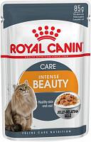 Royal Canin Intense Beauty Jelly для кошек для поддержания красоты шерсти, кусочки в желе (пауч)