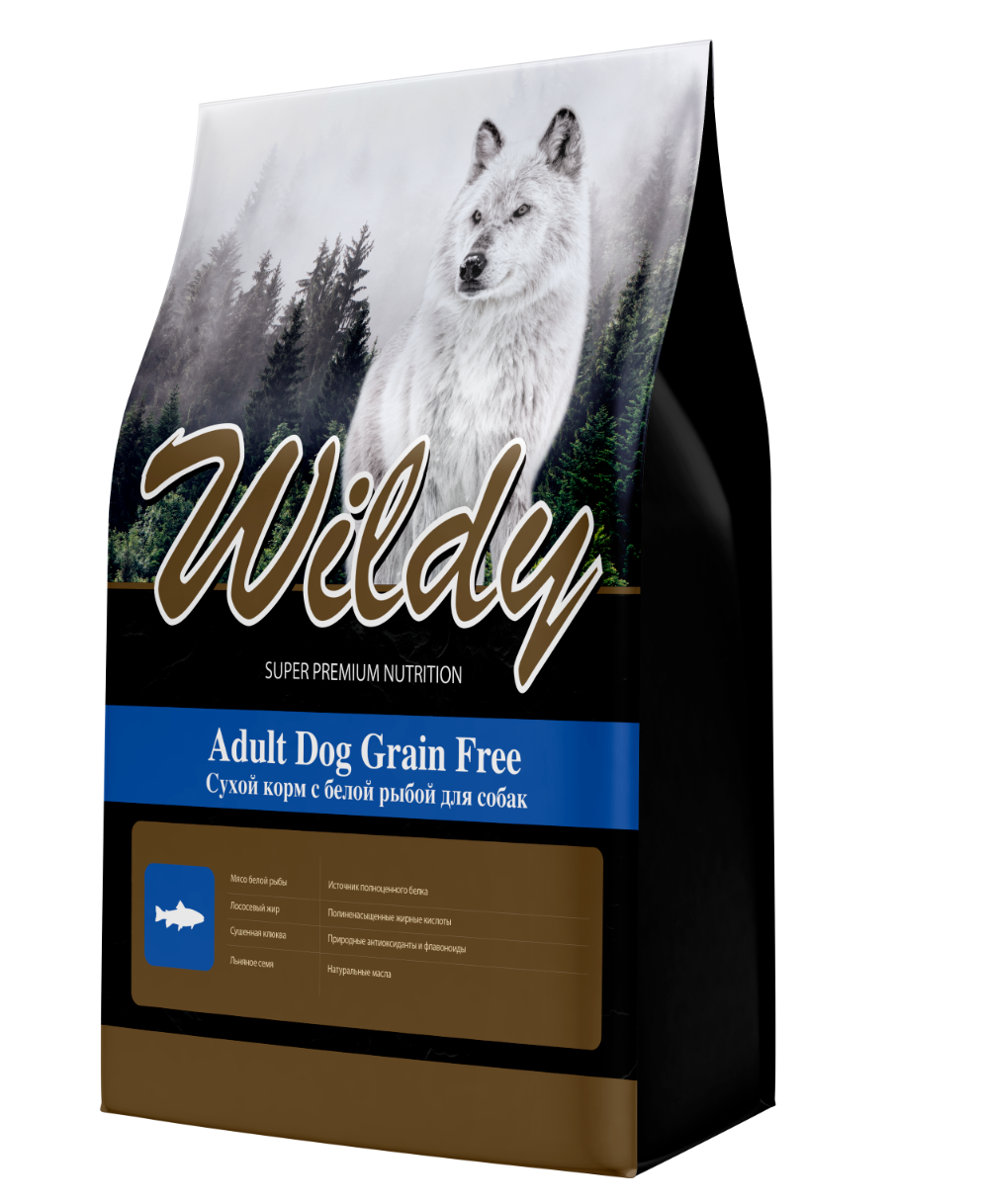 Сухой корм для собак Wildy Adult Dog Grain Free с белой рыбой -  интернет-магазин «Pet Team»