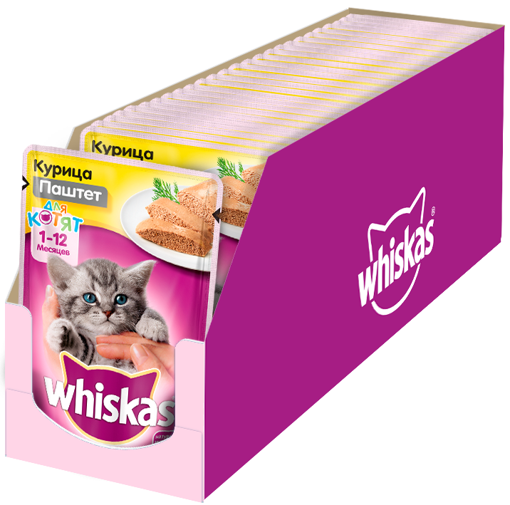 Whiskas влажный корм для котят паштет с курицей (пауч) - интернет-магазин  «Pet Team»