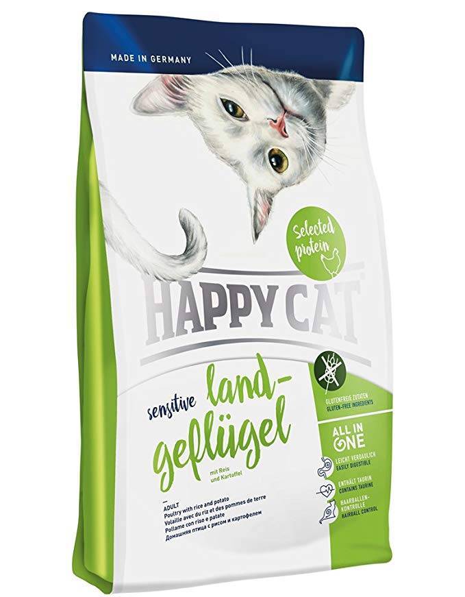 Корм для кошек Happy Cat Fit & Well гипоаллергенный, птица, рис, картофель  и яблоко - интернет-магазин «Pet Team»
