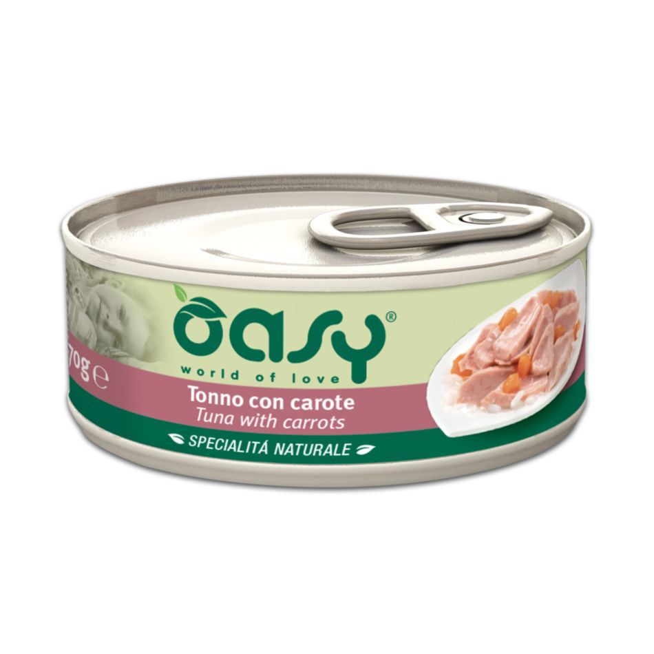 Oasy Wet cat Specialita Naturali Tuna Carrot дополнительное питание для  кошек с тунцом и морковью в консервах - 70 г - интернет-магазин «Pet Team»