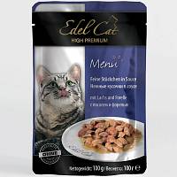 Edel Cat консервы для кошек нежные кусочки в соусе с лососем и форелью (пауч)