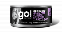GO! Carnivore GF консервы для кошек беззерновые с тушеной курицей, индейкой и мясом утки