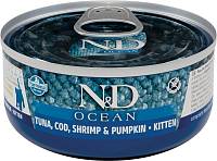 Влажный корм для котят Farmina N&D Cat Ocean c треской, креветками и тыквой, банка