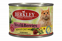 Berkley №6 консервы для кошек телятина с лесными ягодами