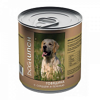 Dog Lunch консервы для собак с говядиной, сердцем и печенью в желе