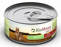 BioMenu Adult консервы для кошек мясной паштет с Языком 95% мясо