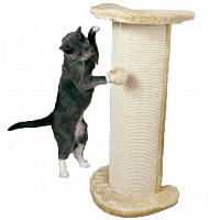 TRIXIE Когтеточка-тумба для кошек "Lorca" с игрушкой угловая, бежевая, сизаль и плюш, 37*27*75 см
