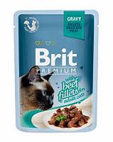 Brit Premium Gravy Beef fillets консервы для кошек кусочки филе Говядины в соусе