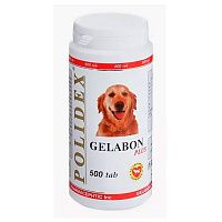 Polidex Гелабон плюс для щенков и собак мелких и средних пород проф-ка и лечение заболеваний суставов, костей 500 таб.*8
