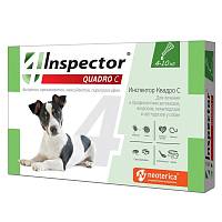 Капли для собак от 4 до 10 кг Inspector Quadro С от внешних и внутренних паразитов