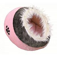 Лежак-пещера для собак и кошек TRIXIE "Minou" розово/серый, плюш