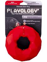 Игрушка для собак Playology хрустящее жевательное кольцо-многогранник CHANNEL CHEW RING с ароматом говядины, красный