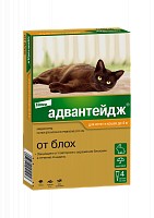 Bayer Адвантейдж капли на холку для котят и кошек до 4 кг от блох, 4 пипетки