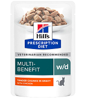 Влажный корм для кошек Hill's Prescription Diet w/d Multi-Benefit с курицей, пауч