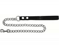 Поводок-цепь V.I.Pet серебро с кожаной ручкой 4ммх68 (длина 170 см)
