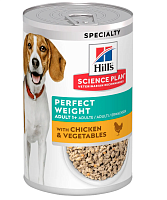 Влажный корм для собак Hill's Science Plan Perfect Weight, с курицей и овощами, банка