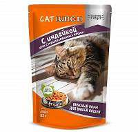 Cat Lunch консервы для стерилизованных кошек и кастрированных котов кусочки в соусе с Индейкой