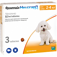 Таблетки для собак 2-4 кг Frontline Merial NexGard жевательные от блох и клещей, 11,3 мг