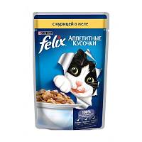 Влажный корм для кошек Felix аппетитные кусочки с курицей, пауч