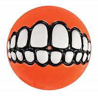 Игрушка для собак ROGZ Grinz S мяч с принтом "зубы" и отверстием для лакомства Оранжевый - 49 мм