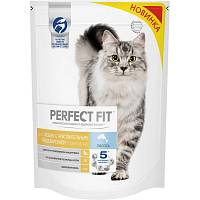 Корм сухой PERFECT FIT для взрослых кошек с чувствительным пищеварением с лососем