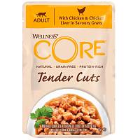 Core TENDER CUTS консервы для кошек из курицы с куриной печенью в виде нарезки в соусе (пауч)