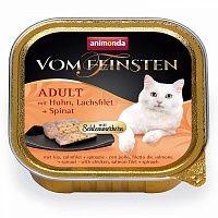 Animonda Vom Feinsten Adult консервы для взрослых кошек меню для гурманов с курицей, филе лосося и шпинатом