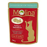 Консервы для кошек Molina тунец и цыпленок в желе (пауч)