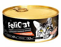 FeliCat влажный корм для кошек стерилизованный, мясосодержащий с говядиной