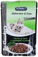 Влажный корм для стерилизованных кошек Dr.Clauder`s с курицей и уткой кусочки в желе, пауч