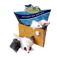 Игрушка для кошек КОТЕНОК мышь меховая, 9 см