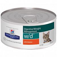 Hill's Prescription Diet w/d Digestive консервы для кошек  при поддержании веса и сахарном диабете с курицей