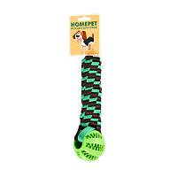 Игрушка для собак HOMEPET DENTAL TPR мяч с отверстиями для лакомств на плетенке, Ф 6 см 22 см
