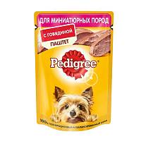 Консервы для взрослых собак мелких пород Pedigree паштет с говядиной (пауч)