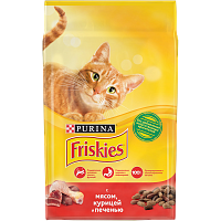 Сухой корм для взрослых кошек Friskies с мясом, курицей и печенью