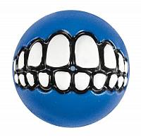 Игрушка для собак ROGZ Grinz S мяч с принтом "зубы" и отверстием для лакомства Синий - 49 мм
