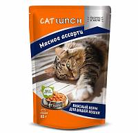 Cat Lunch консервы для кошек кусочки в желе с Мясное ассорти