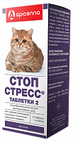 Таблетки для кошек APICENNA СТОП-СТРЕСС снижение возбуждения, 15 таблеток по 200 мг