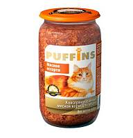 Консервы для кошек Puffins, мясное ассорти (СТЕКЛО)