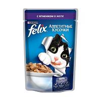 Влажный корм для кошек Felix аппетитные кусочки с ягненком, пауч