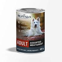 Влажный корм для собак Mr.Buffalo ADULT мясное ассорти с говядиной, банка