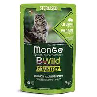 Консервы для стерилизованных кошек Monge Cat BWild GRAIN FREE из мяса дикого кабана с овощами, пауч