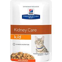 Консервы для кошек Hill's Prescription Diet k/d Feline диетический рацион при заболеваниях почек, с курицей (пауч)