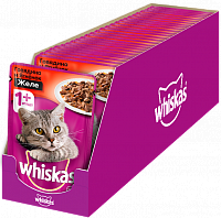 Whiskas влажный корм для кошек с говядиной и ягненком в желе (пауч)