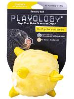 Игрушка для щенков Playology сенсорный плюшевый мяч PUPPY SENSORY BALL 15 см с ароматом курицы, желтый